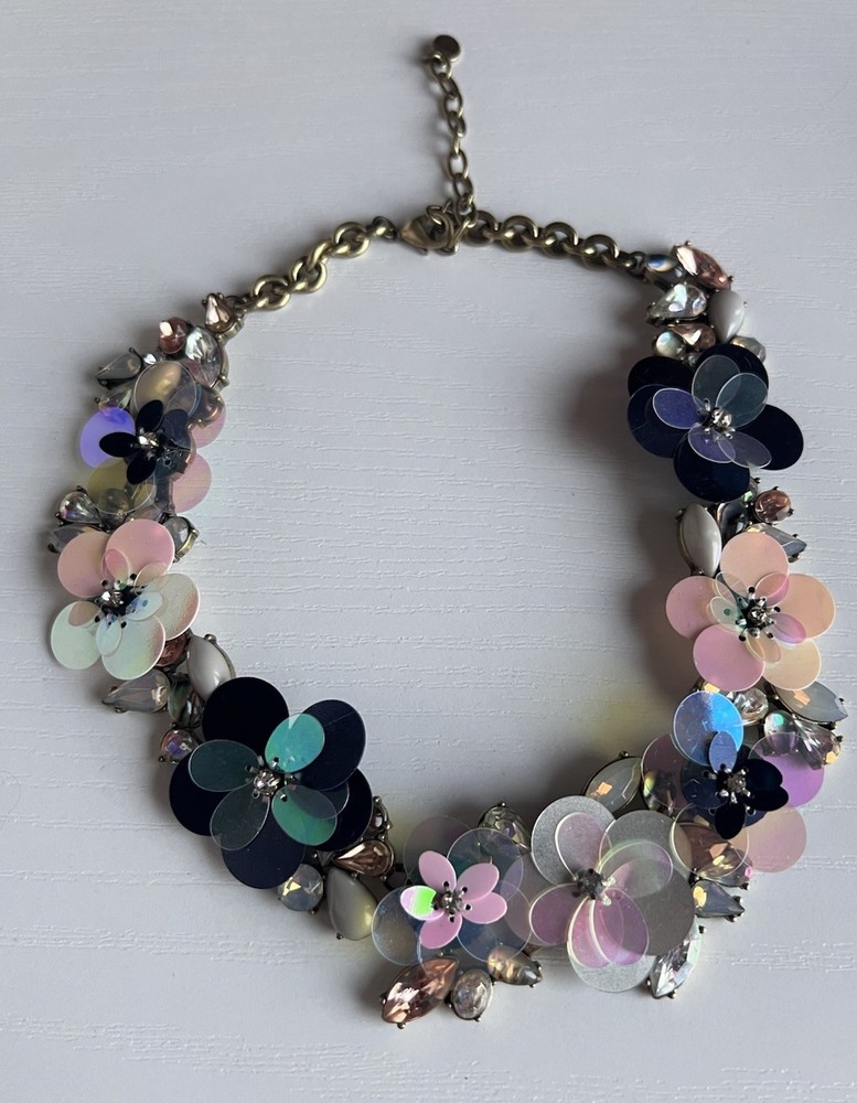 BaubleBar Statement Bib Collar Wildflower Necklace Sequins Jcrew Style H4