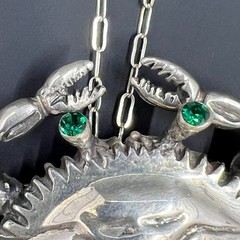 Green-eyed Sterling Silver Crab 1998 Pin / Ornament