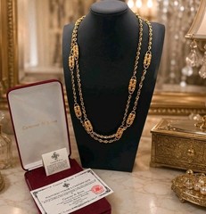 Camrose & Kross Jackie Kennedy Replica Necklace Gold Tone Crystal Box COA