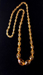 Amber Honey Color Faceted Graduating Crystal Beads Long Hand Strung Necklace G22