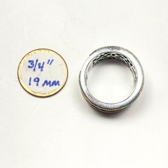 Vintage KC Indo Sterling Silver & 14k Gold Hammered Double Banded Ring Size 7