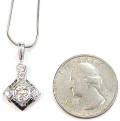 Antique Art Deco European Diamond Pendant Necklace Length 16″ Platinum 1920’s