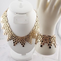 VTG Rare Monet 1954 Portico Starburst Mini Disk Triangle Necklace Bracelet Set