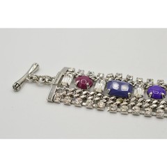 Juicy Couture Crystal Bracelet Cabochon Rhinestone Baguette Colorful RARE BinO
