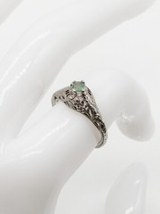 Antique 1920s Belais $2400 Old Euro Alexandrite 18k White Gold Filigree Ring