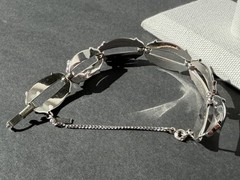 Vintage Monet Large Open Link Silver Tone Bracelet Safety Chain 7 inches
