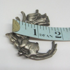 Silver Tone Rabbit With Flowers Tulips Brooch Pin Unsigned Easter Gift