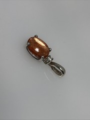 Vintage 925 Sterling Silver Oval Sunstone Pendant 7BB