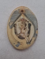 Antique Carved Painted Mechanics’ Good Luck Charm Amulet Scrimshaw