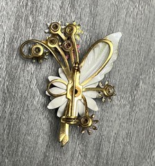 Vintage Enamel Flower Bouquet Brooch Pin White Green Pink Yellow Blue