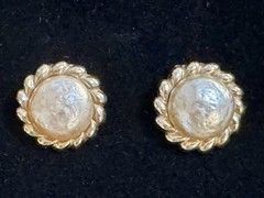 Vintage Marvella Golden Barouqe Faux Pearl Necklace & Earrings Set