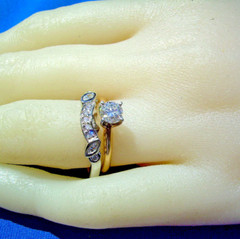 Original EARTH MINED DIAMOND Wedding Band 14K GOLD Guard Enhancer Stack Ring