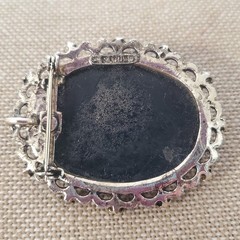 Vintage Finesse Signed Cameo Brooch Pendant Silver Tone Victorian Revival…