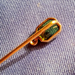 EARTH MINED Demantoid Deco Original Gatsby era Antique Platinum 14K Pin Signed