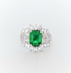 Vintage Womens Designer Ring 925 Sterling Silver Simulated Emerald & CZs Size 8