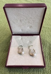 8K German Gold Pearl Hoop Earrings-Freshwater-4.5mm Pearls 0.5” Leverback Vtg