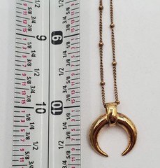 VTG 925 Vermeil Crescent Horn Pendant Necklace 22in Sterling Silver Bead Chain