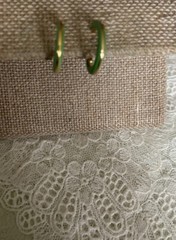 Vintage Gold Tone Green Clip On Earrings Jewelry JMS-17