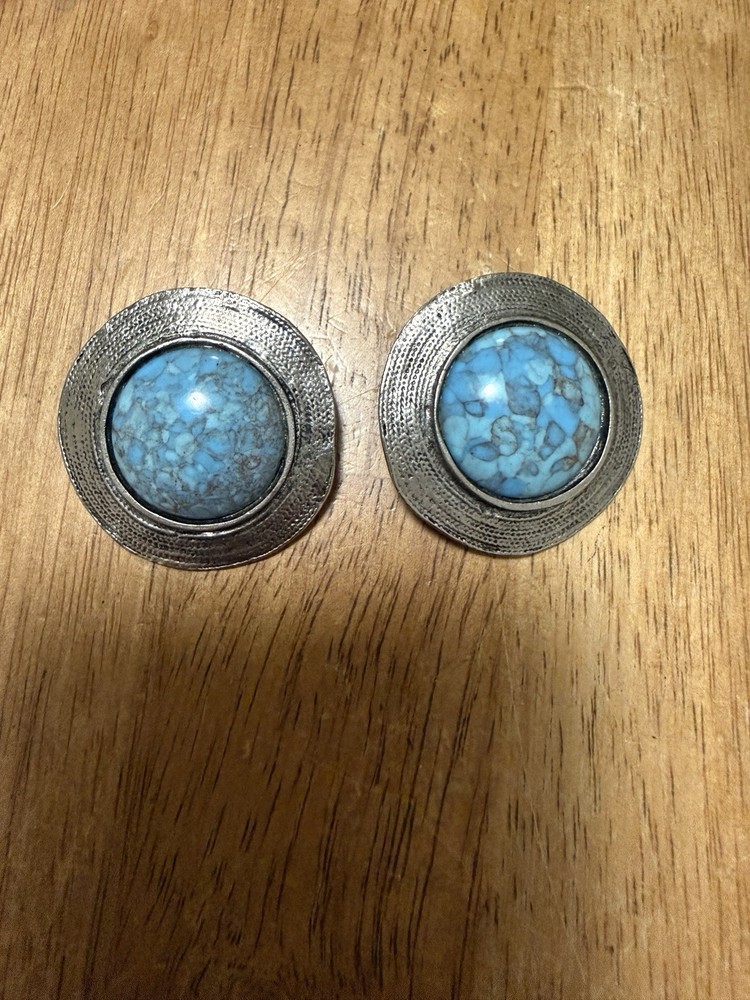 RJ Graziano Silver & Turquose Tone Clip Earrings