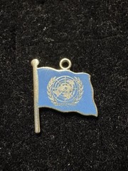 Vintage Sterling Silver United Nations UN Flag Pendant Charm Insignia Enamel