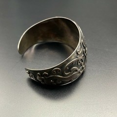 Vintage Abstract Sterling Silver Cuff Bracelet 6-3/4″