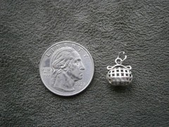 Chinese Characters Luck & Good Fortune Bag Vintage Sterling Silver Pendant 1.3g