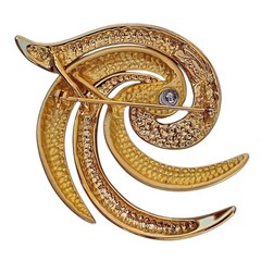 TONA – Large Vintage Signed Gold Toned Swirl Brooch