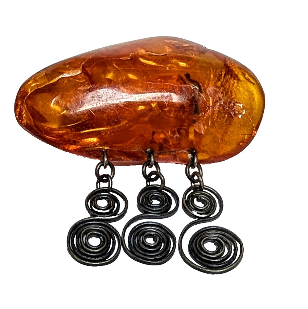 Latvia Cognac Amber Vintage Brooch 10 Gram 2″