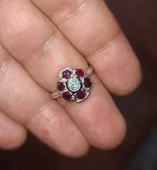 Platinum Vintage Engagement Ring 1.53ct. Natural Ruby Round Shape Diamond