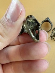 Vintage Solid Brass Handmade Animal Rings Frog Lion Cat & Turtle Artisan Art Lot