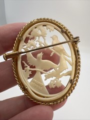 Vintage France Depose Celluloid Bird Brooch Trombone Clasp