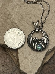 36. AICC 96 925 Sterling Fairy Angel iridescent Glass Orb Pendant Necklace 24″