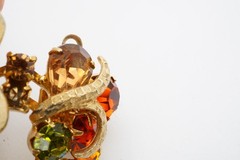 Vintage Weiss Bracelet Gold Tone Orange Rhinestone 7″