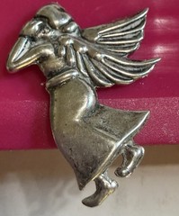 Vtg Sterling Silver Angel & Devil Whispering Screw back Earrings Good Evil 925.
