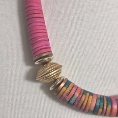 Bohemian-Style Statement Necklace Bright Pink & Colorful Multicolor Heishi Beads