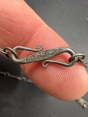 Vintage 19th Century Bear Double Tusk Pendant & Chain