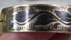 Rare Vintage Silver 875 Niello Bracelet Leaves Swirling Golden Patina Russia
