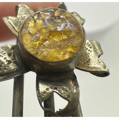 1940s vintage silver alloy floral art glass cabochons adjustable cuff bracelet