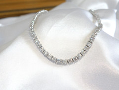 Vintage Sterling Silver 925 Cubic Zirconia Tennis Necklace Fits 18″