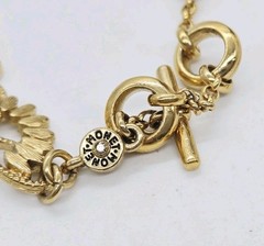 Monet Necklace Filigree Lacy Chain Gold Tone Vintage Toggle Vintage 80’s 17.5 in