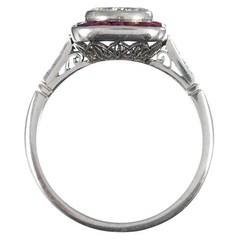 Art Deco 3.30 Ct Diamond & Ruby Antique Vintage Wedding Ring 925 Sterling Silver