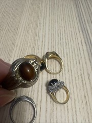 Vintage Retro Signet Ring Lot 6pc Chunky Mid Century Boho Gold Silver Tone Y2K