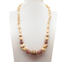Vintage Wooden Beaded Necklace Boho Chic