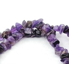 Amethyst Vintage Boho Necklace Irregular Raw Purple Gemstone Chips Hand Made 17″
