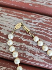 vintage imitation white pearl necklace knotted