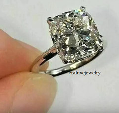 4.50 CT Cushion Cut Lab-Created Solitaire Engagement 14K White Gold Plated Ring