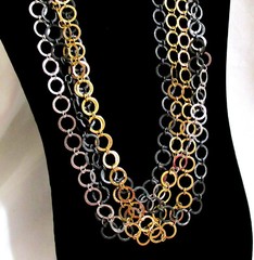 VTG RUNWAY NAPIER LUXE 36″ SWEEPING MULTICHAIN MIXED METAL NECKLACE MODERNIST