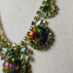 Vintage Juliana Necklace Watermelon Rivoli Rhinestone Tassel Please READ
