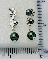 Vintage Charlestone Silver Tone Faux Pearl 32 Crystal Titanium Post Earrings