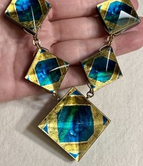 Vintage Signed 1992 Museum Modern Art Lucite Necklace Tiffany Mosaic Collection